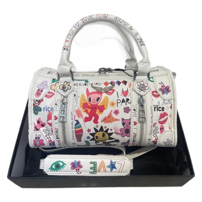 Ekskluzywna torebka na ramię ze skóry lakierowanej z graffiti 2025 z klasycznym wzorem skrzydeł