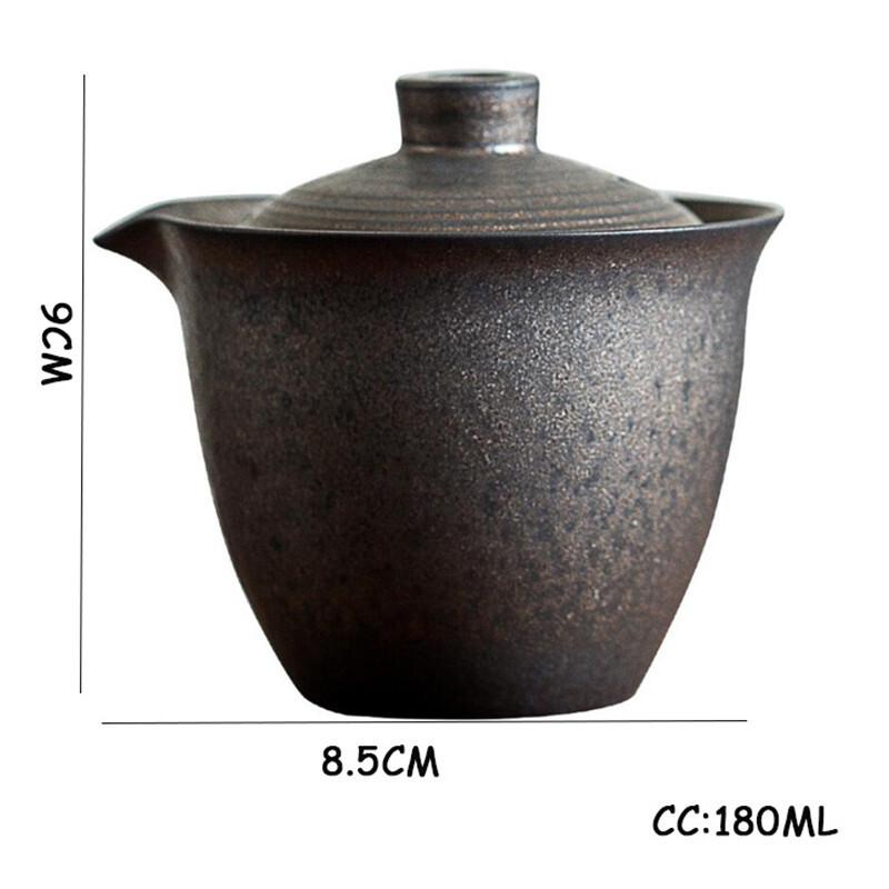 180ML Iron Gilding Hand-Held Pot Old Rock Mud Iron Glaze Kung Fu Tea Set Handmade Coarse Pottery Teapot Tea Bowl Ceramic Gaiwan