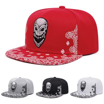Novo Chapéu de Baseball Moda Bordado Paisley Esqueleto Chapéu Hiphop Decoração Diária Proteção Solar Chapéu de Aba Reta Unissex