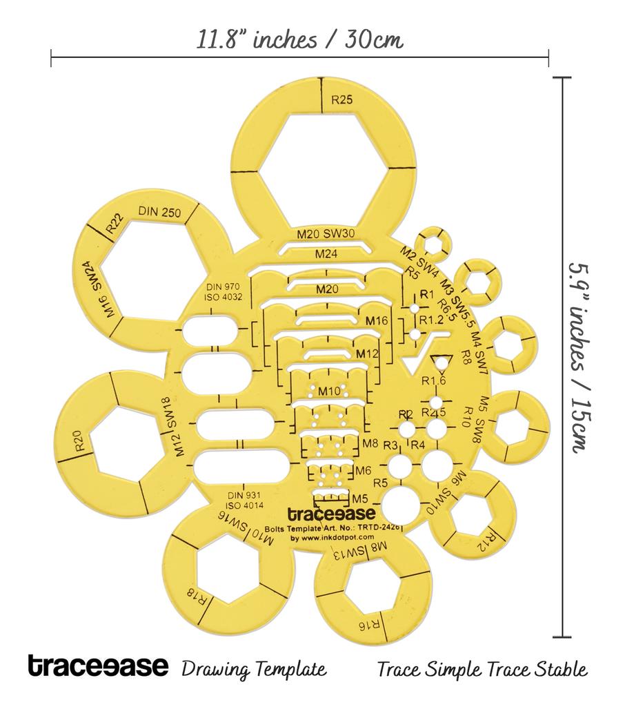 Traceease Electrical Drafting Bolts Template Drawing Stencil,Designing Template Measuring Ruler