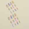 24pcs Forest Colorful Press On Nails, Short Almond Fake Nails With Green Branches And Snake Pattern Design, Glossy Full Cover False Nails