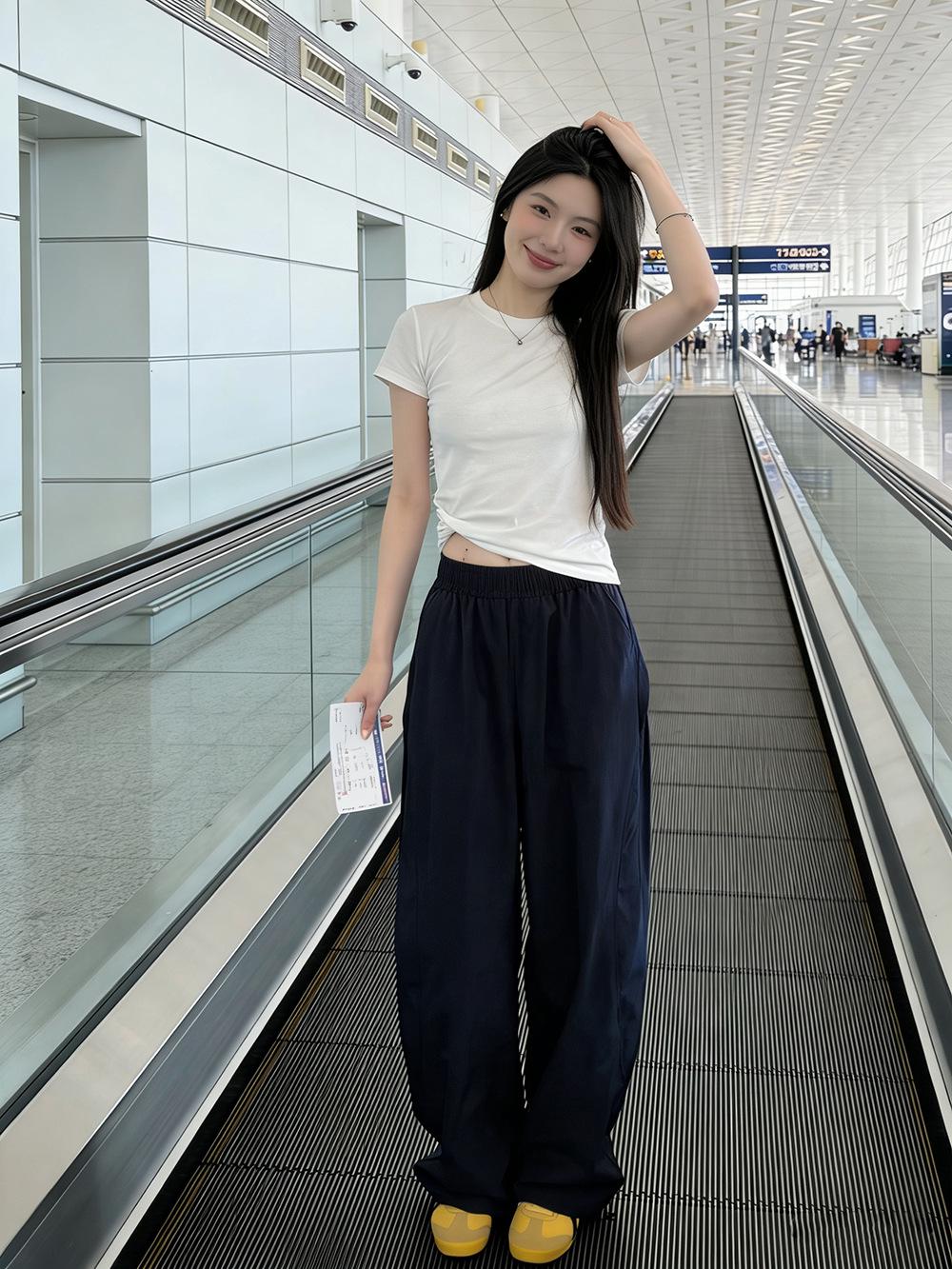 

Women s High-Waisted Quick-Dry Wide-Leg Pants: Adjustable Ankle Drawstring, Butt-Lifting Design, Perfect for Casual/Sports Summer Wear L