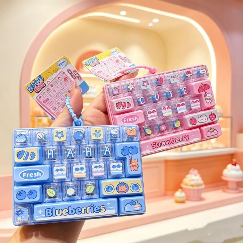 Cute Anti-Anxiety Decompression Toy 26 Key Clicker Fidget Toy Lightweight Bag Pendant Stress Relief For Kids Gifts Desk Decor