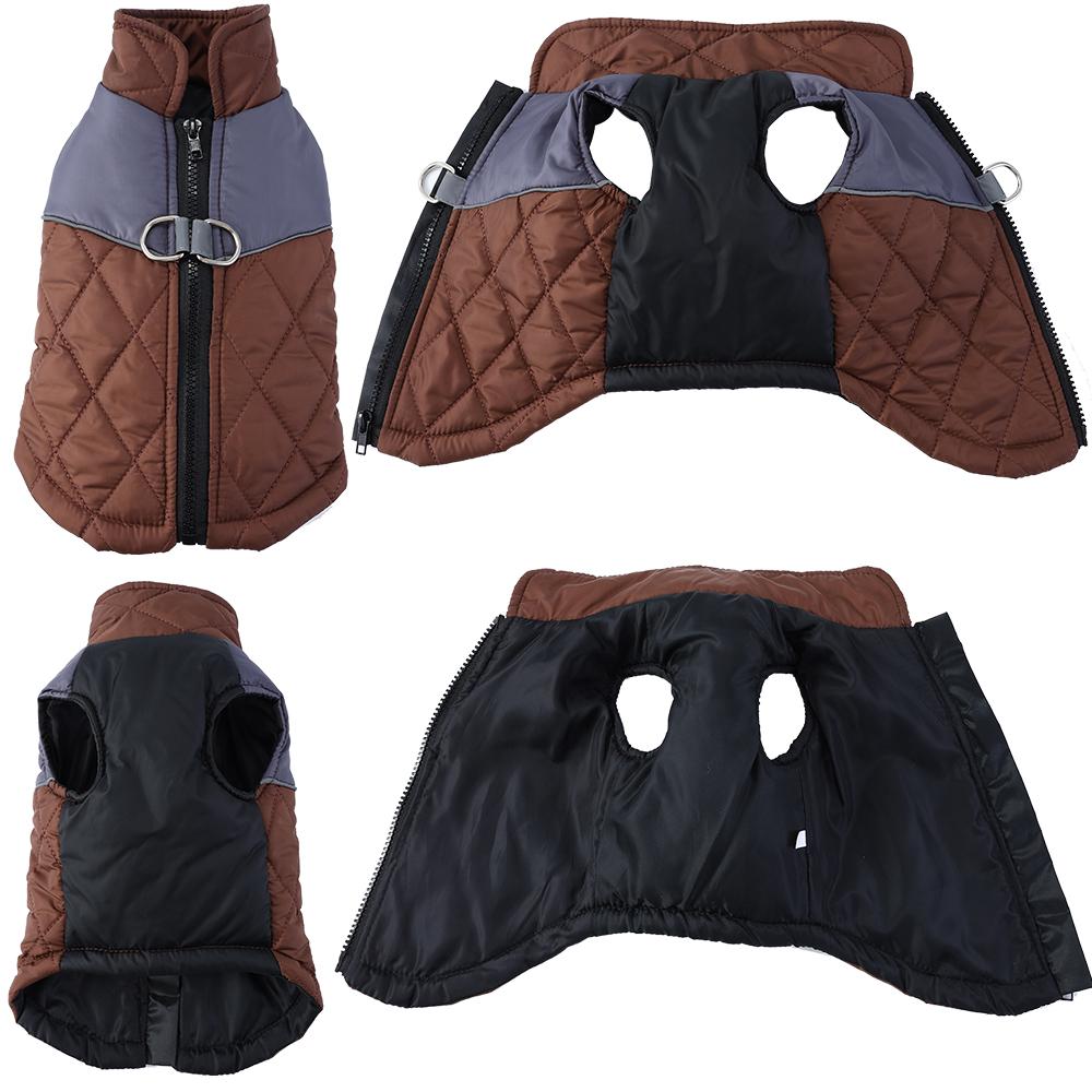 Winter Warm Dog Clothes Lattice Contrast Color Big Dog Vest Jacket Reflective Splicing D-ring Pug Outfits Autumn Big Puppy Coat