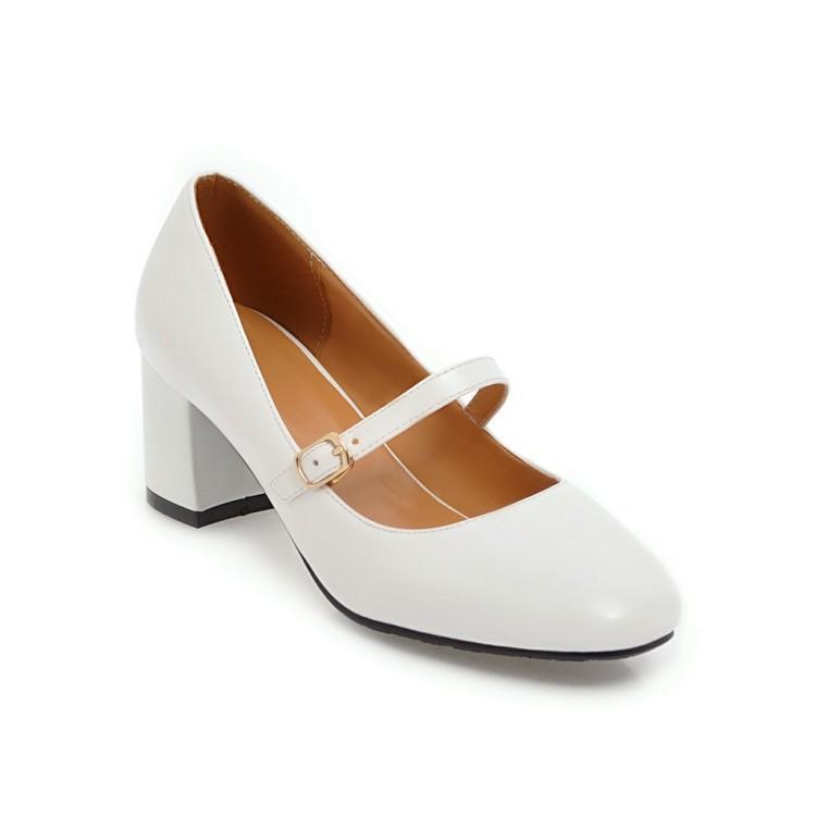 High Quality Soft Leather Solid Color Women Pumps 2025 Summer New Style Thick Heels Fashion High-heeled Women's Shoes Size 32-45