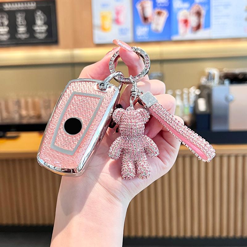 Pink Diamond for BMW X1 X3 X4 X5 F15 X6 F16 G30 7 Series G11 F48 F39 520 525 F30 118i 218i 320i Remote Car Key Case Cover Fob