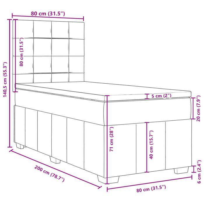 VidaXL Sommier à lattes de lit et matelas Noir 80x200 cm Tissu 3291497