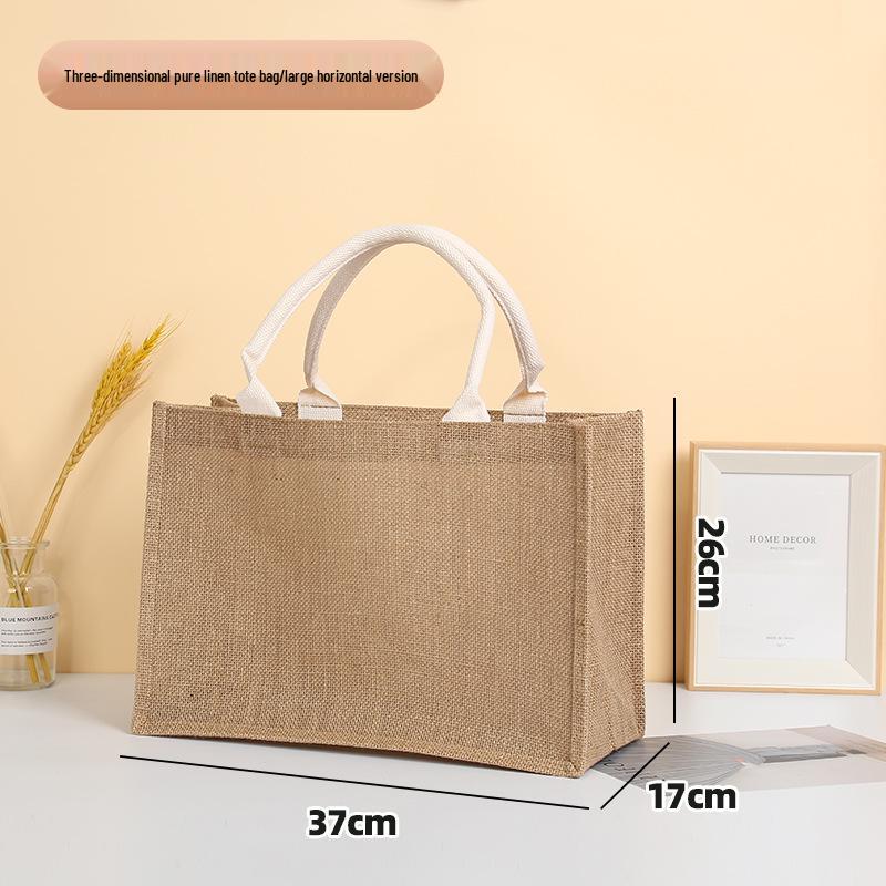 Custom Logo Hand-Painted Tote: Jute, Canvas, Cotton & Linen Handbag, Burlap DIY Lunch Box Bag