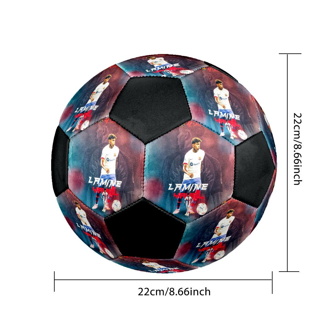 1PC Lamine Yamal Génie taille 5 ballon de football PrahaBallon de football en salle Coloré Tous les âges Cousu à la machine PVC Prêt pour la compétition Durable Haut rebond