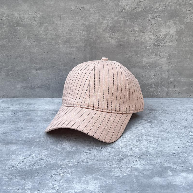 Ins Style Simple And Versatile Soft Top Linen Striped Baseball Cap Women'S Trend Sunshade Sunscreen Cap