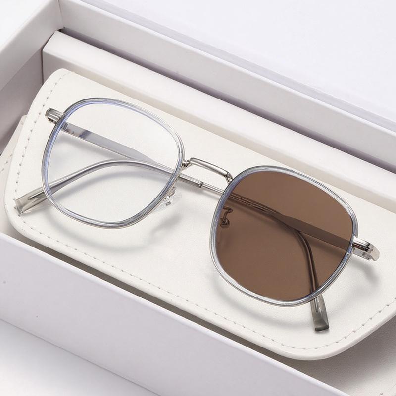 New Retro Photochromic Myopia Glasses for Women Men Large Frame Anti Blue Light Color Changing Sunglasses with Diopter 0 To -4.0
