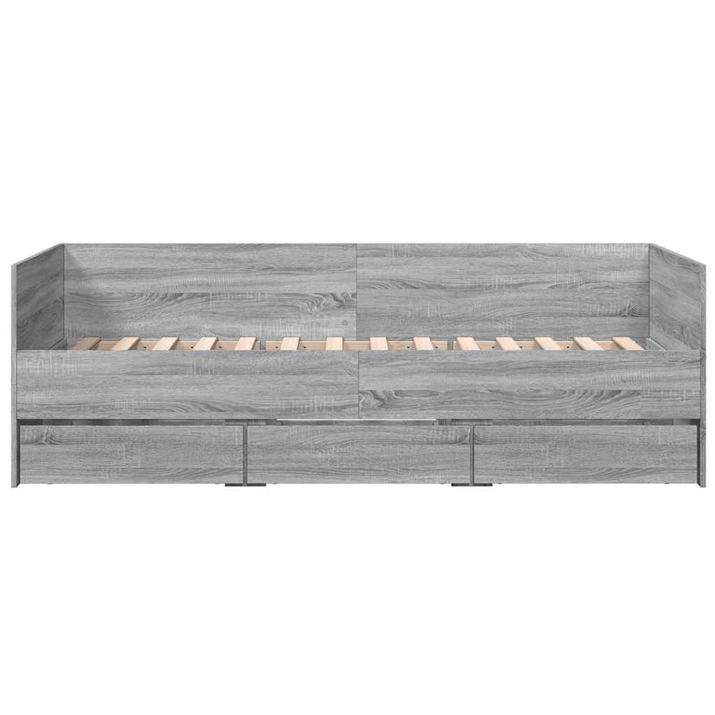 Daybed with Drawers without Mattress Grey Sonoma 90 x 200 cm