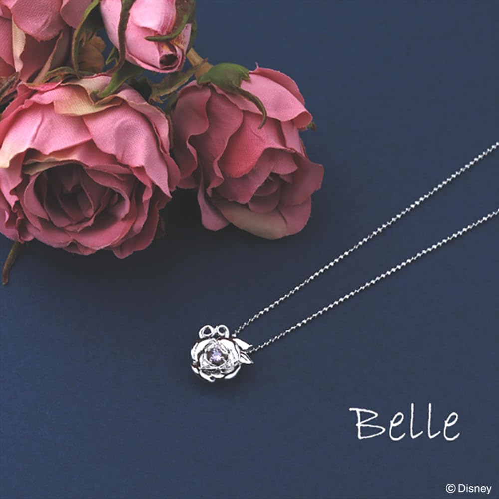 Disney Princess Beauty and the Beast Belle Silver Pendant Necklace with Cubic Zirconia (VPCDS20051)