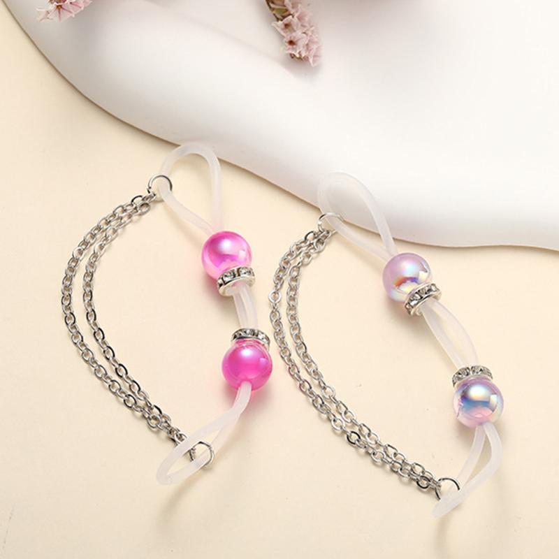 1 Pair Adjustable Fake Nipple Rings No-Pierce Acrylic Nipple Rings With Glitter Beads Perfect For Party