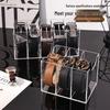 Acrylic Multi-Grid Desktop Belt Storage Box for Cosmetics