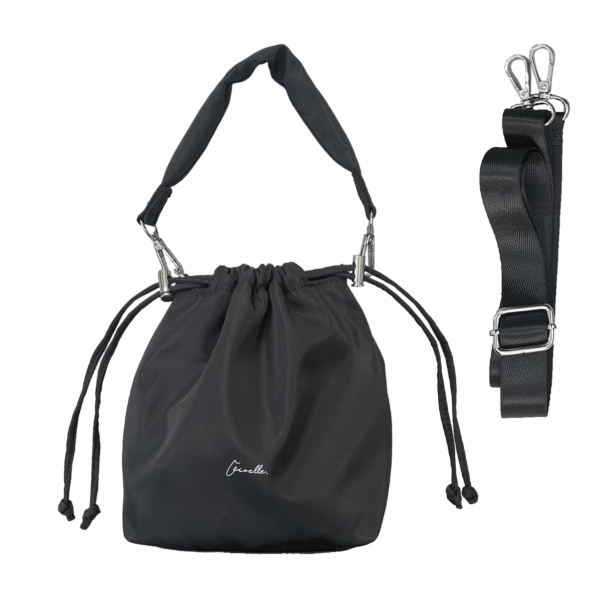 

Drawstring shoulder shoulder mini smartphone smartphone shoulder with for going out [Gisele] bag, bag, 2-way, pochette, handbag, small, lightweight, чорний