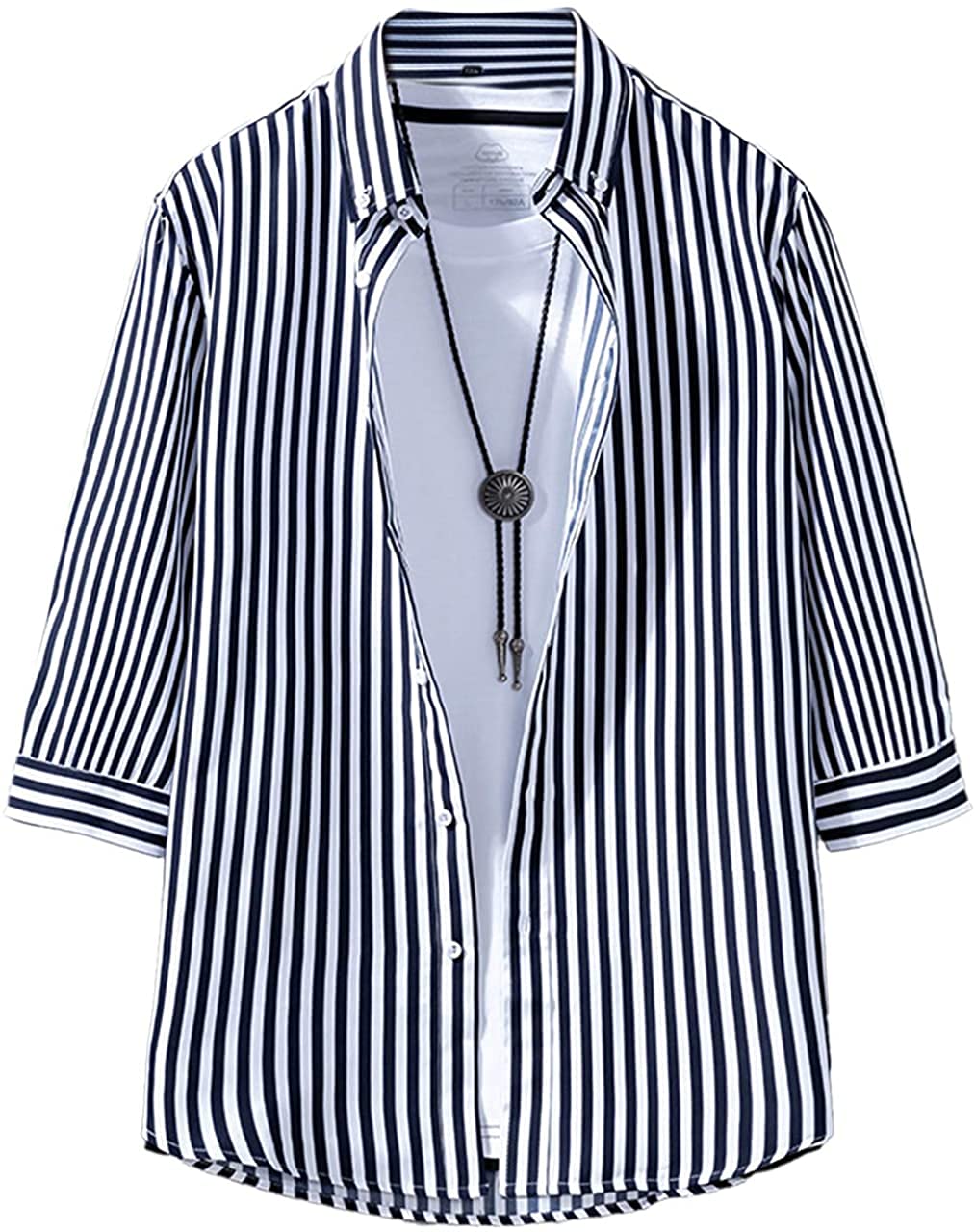 

Vinsen Полосатая Легкая Повседневная Износостойкая Рубашка Большого Размера Темная Мужская Рубашка, Рукав 3/4, Рубашка, Износостойкая, Влагоотводящая, Дышащая, Модная,