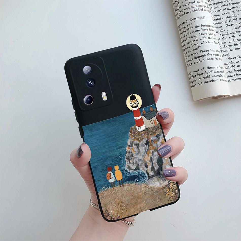 For Xiaomi 13 Lite 5G Case 2023 Luxury Black Dragon Painted Silicone Phone Cover for Xiaomi Mi 13 Lite 6.55'' Coque Capas 13Lite