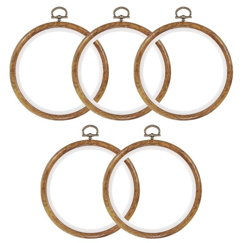 

5/10/15pcs Round Embroidery Hoop Set with Faux Wood Design for DIY Embroidery Cross-Stitching Hanging Decorations Display Items diameter 8cm
