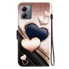 Handmade PU Leather Flip Case for Motorola Moto G14 Anti-Slip Shockproof Cover with Wrist Strap & Heart/Rose Cat Designs