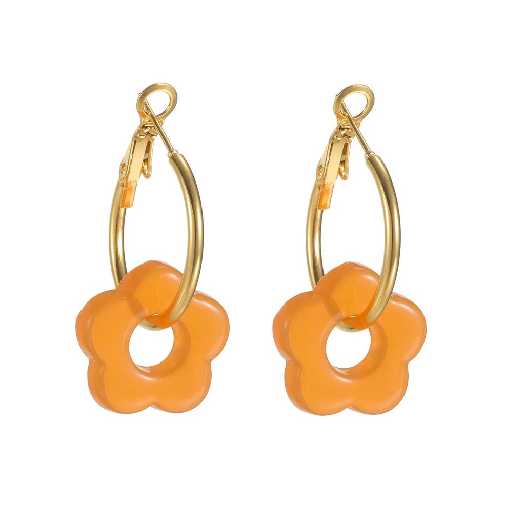 Macaron Color Flower Tassel Earrings, 18K Gold-Plated, Light Luxury Versatile, Niche High-End.
