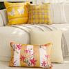 Embroidered Cushion Cover Yellow Butterfly Decorative Pillows for Sofa,45x45 Summer Pillowcase with Flowers for Backrest Support