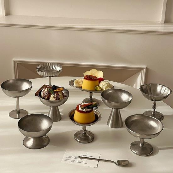 Stainless Steel Dessert Cup Cream Bowl Retro Ice
