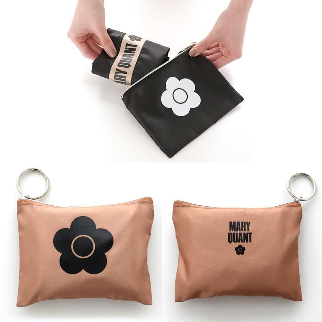 MARY QUANT 3WAY Eco Bag with Case Compact Shoulder Bag for Women Washable My Bag Sub Bag (Beige) (Case Included) 000783-0001-01