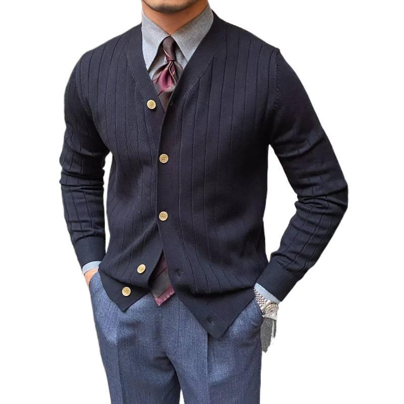 Koreański Męski Sweter Kardigan Slim Fit - Dzianina Jesień/Zima