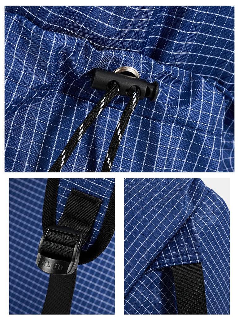 Large Capacity Plaid Drawstring Backpack: Lightweight, Versatile for Outdoor Sports & Travel