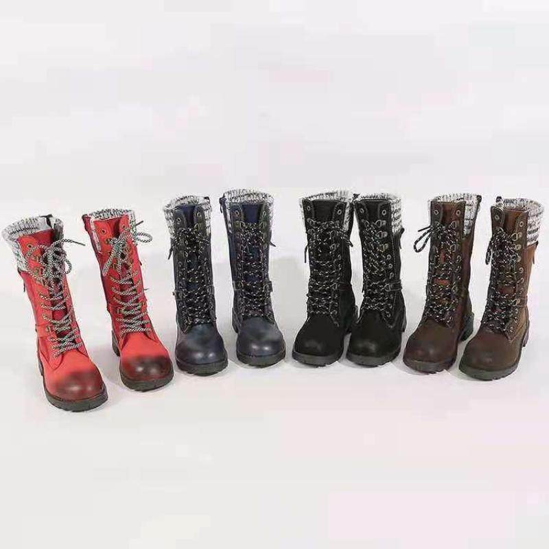 Mote 2024 Ny Retro Dame Western Støvler Punk Snøring Motorsykkel Støvler Høst Vinter Støvler Glidelås Mid Calf Boots Dame Short Botas