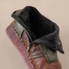 Johnature Mixed Colors Genuine Leather Women's Short Boots Ethnic Style Warm Comfortable Flat Cotton Shoes