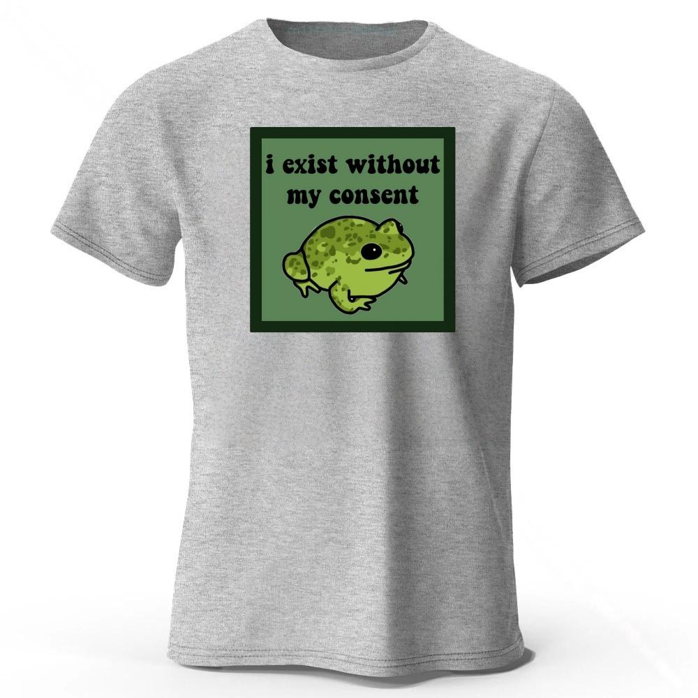 Lustiger Frosch Reine Baumwolle Bedruckt Kurzarm Herrenmode Neuer Stil Laufen Sport T-Shirt Locker Groß Weiches Oberteil