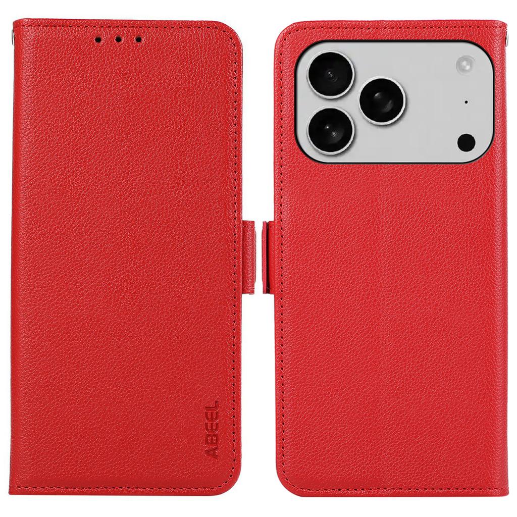 ABEEL For iPhone 17 Pro Case Litchi Texture Leather RFID Blocking Phone Cover