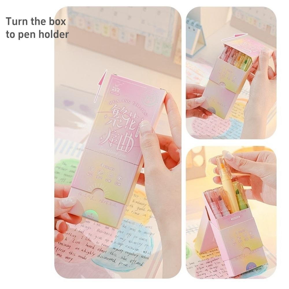 4pcs Sparklin Color Highlighter Pens Set Bling Shining Glitter Magic Art Marker Liner for Drawing Painting School