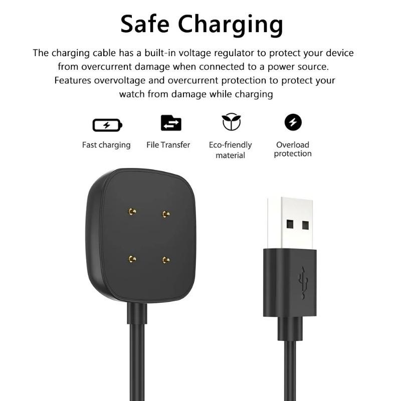 USB Charging Cable For Fitbit Versa 4 / 3 Smart Watch Replacement Charger Adapter For Fitbit Sense 2 Accessories