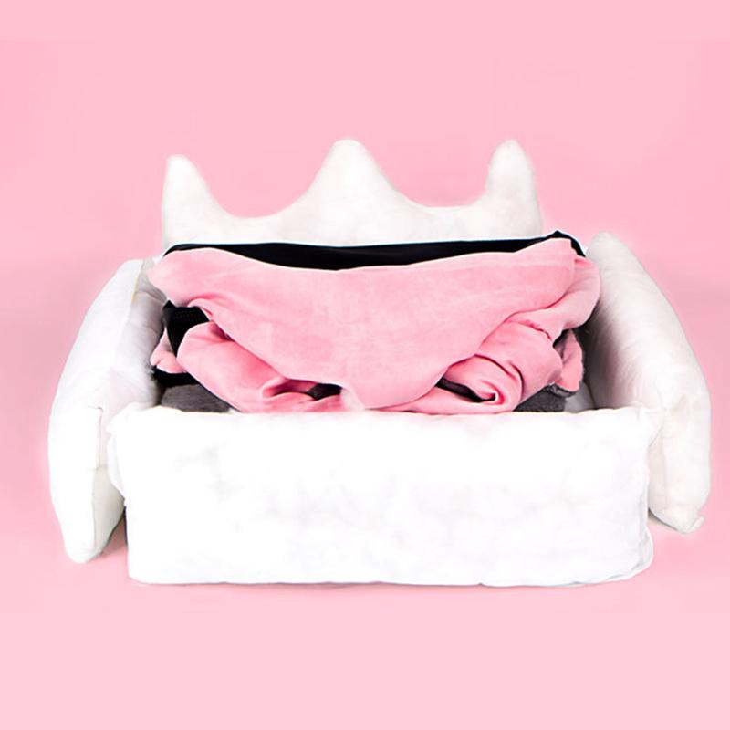 Cute Crown Pet Princess Beds for Small Dogs Winter Warm Puppy Cat Sofa Bed Shih Tzu Yorkies Kennels Removable Mascotas Supplies