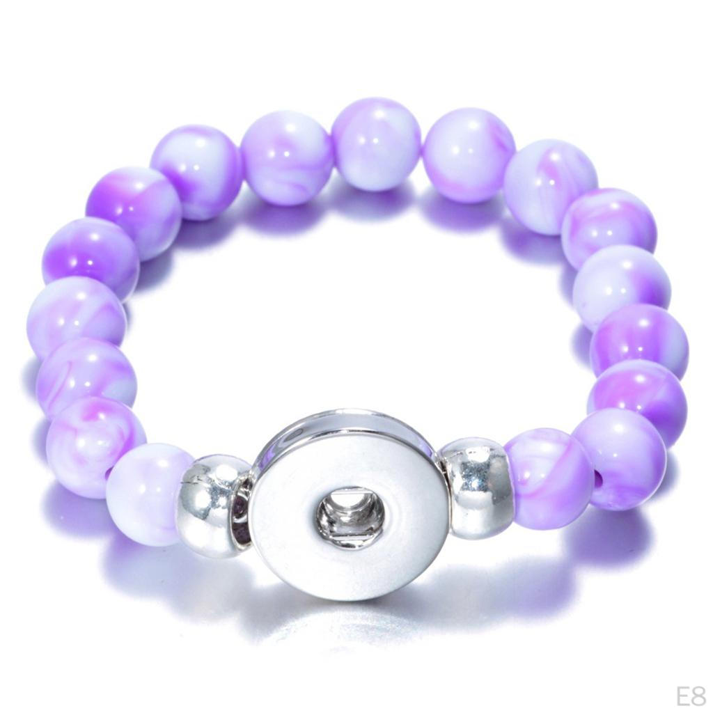 18mm Resin Beads Bangles Snap Button Bracelets Jewelry Making Kit Gifts 23cm