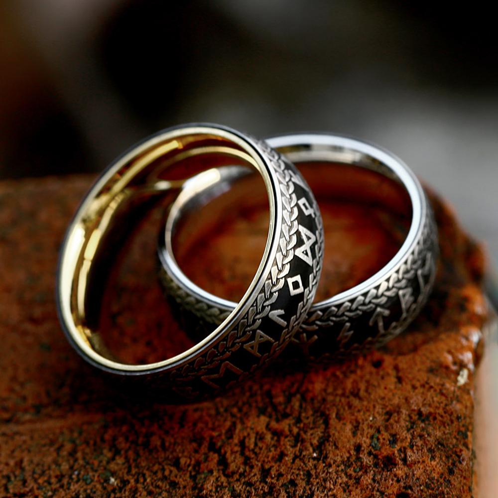 New Vintage Nordic Viking Rune Ring For Men Women Stainless Steel Couple Amulet Fashion Jewelry Gift