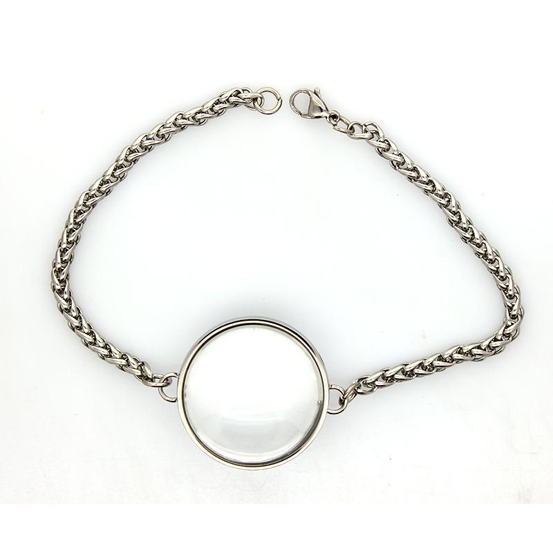 Edelstahl Doppel gekrümmtes Medaillon Armband Kette Glas Speicher Anhänger Schwimmendes Medaillon Armreif Füllbar DIY Schmuckherstellung