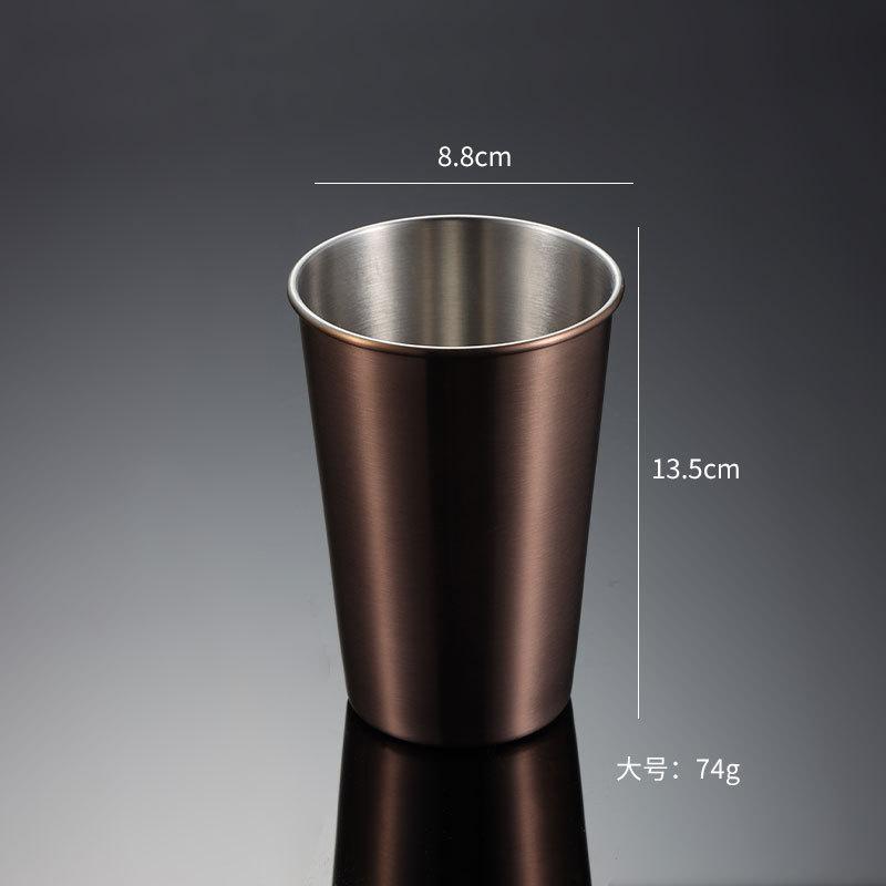 304 Stainless Steel Pint Cup Cold Drink Cup Titanium-plated Gold PVD Beer Mug Ins Industrial Wind Lid
