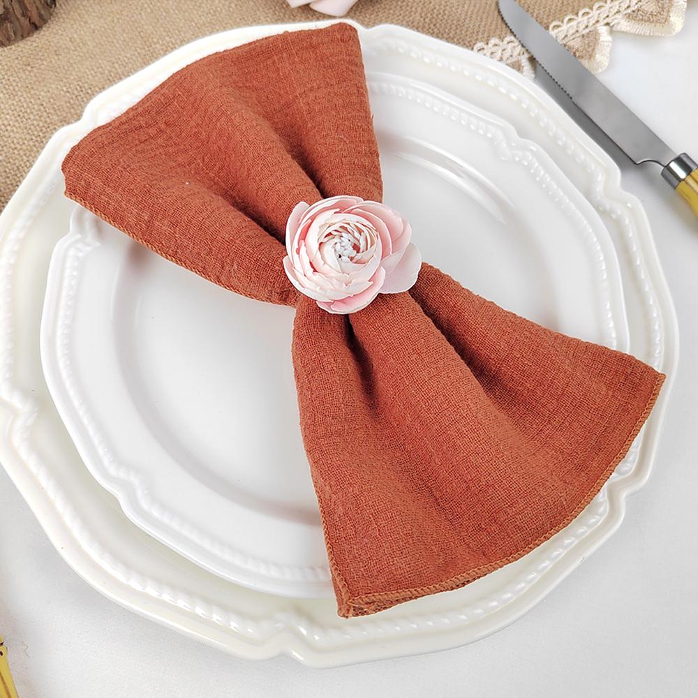 40x40cm Raw Fringed Trim Cloth Napkins Cotton Fabric Soft Reusable Retro Burrs Tea Towel Rustic Wedding Parties Decor