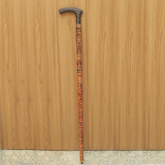 93.98 cm Walking Stick with Cast Aluminum Handle Leather Wrapped Wooden Cane with Floral Design Gift for Him, Her