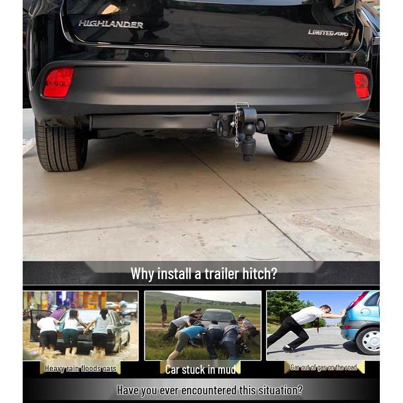 Compatible Trailer Hitch Adapter for 2008-2025 Toyota Highlander with Square Hole Design