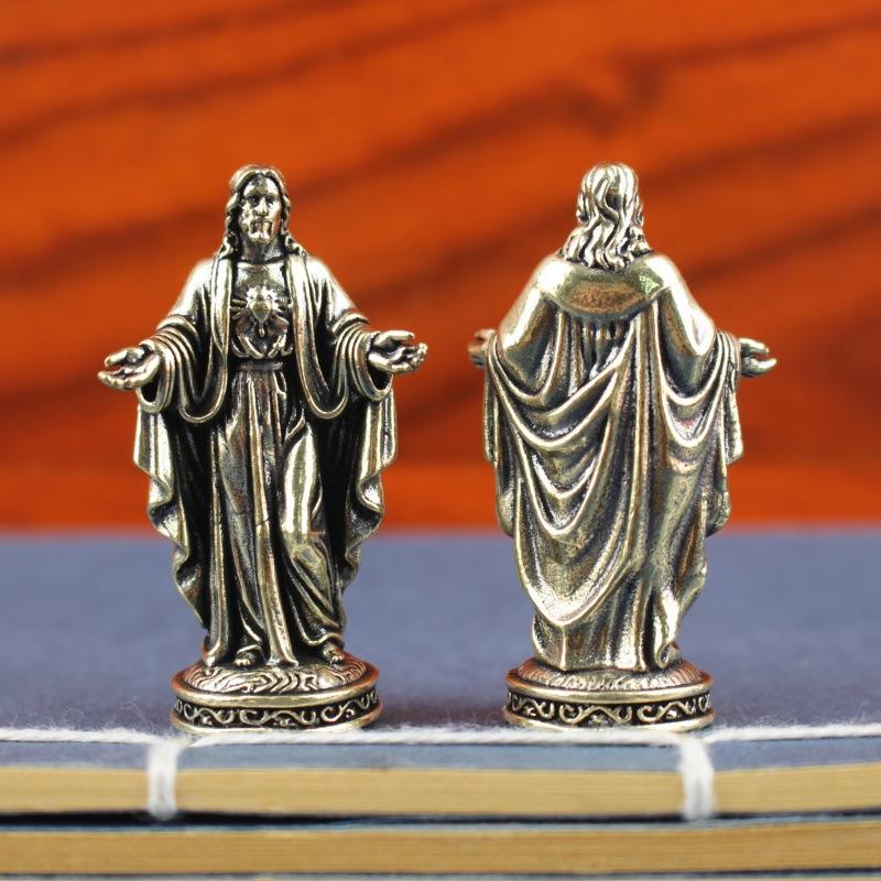 Handmade Brass God Statue Vintage Style Desktop Decor Creative Cross Border Craft Artwork Small Copper Figurine Home Ornament