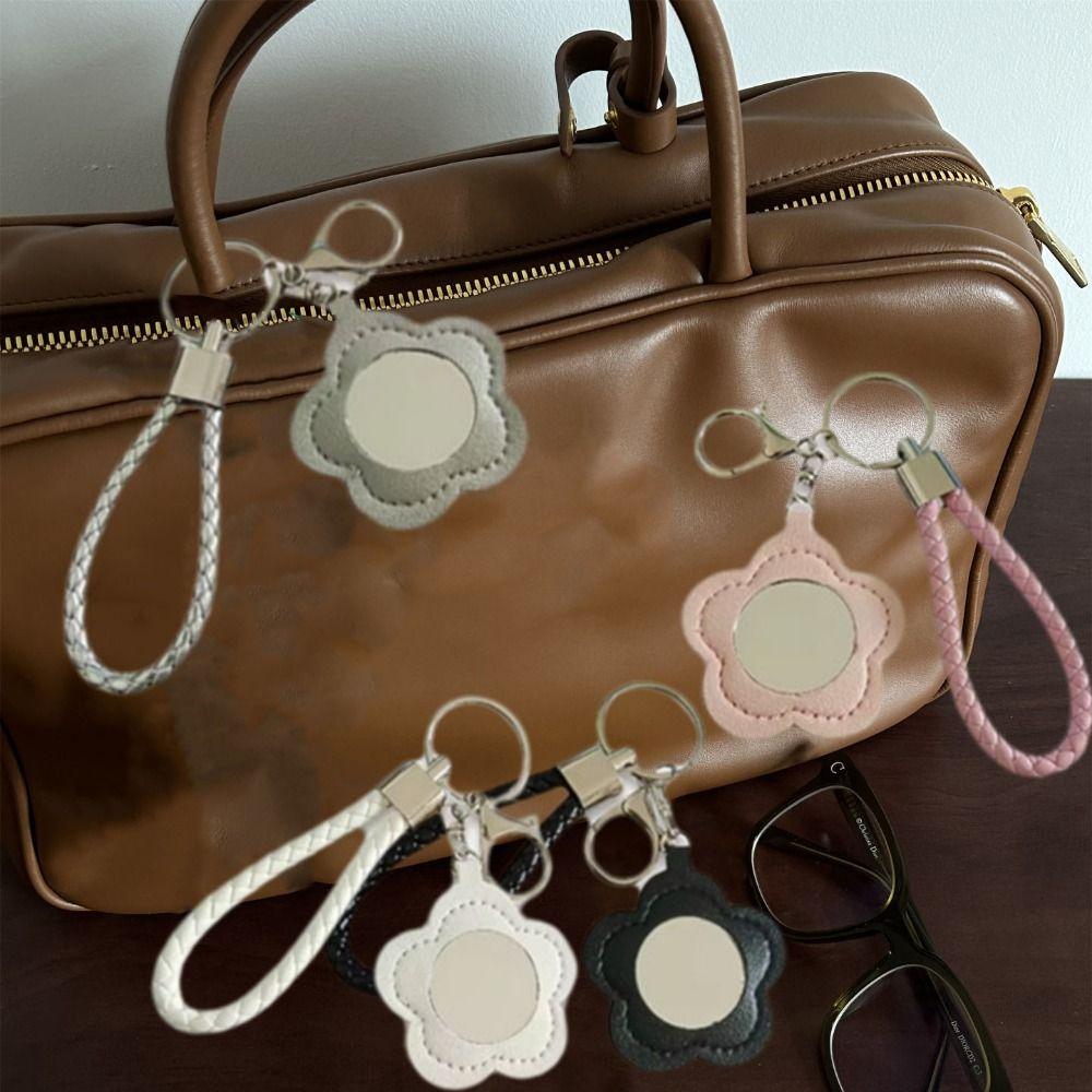 3Pcs Cute Floral Keychain Mini Makeup Bag Pendant Handbag Decorations Pendant Mirror Keychain  Gift