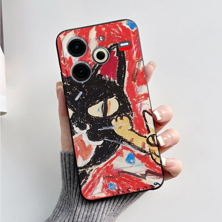 6.78" For Tecno Pova 6 Neo Case Pova6 Neo Back Cover Stylish Pattern Black Silicone Soft Phone Cases For Tecno Pova 6 Neo Fundas