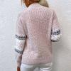 Damen Pullover mit Schneeflockenmuster, hochgeschlossen, Strickwaren Top