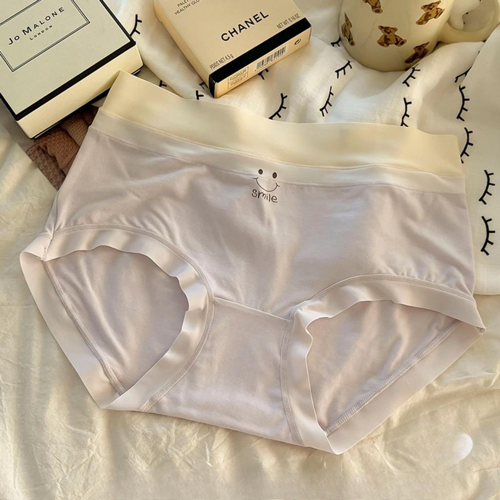 Damen Frühling und Sommer Hübsches Lächelndes Gesicht Reine Baumwolle Antibakteriell Nahtlos Taillen-Dreiecksslip