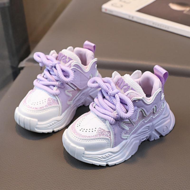 2-8 ani Pantofi sport pentru fete Lungimea piciorului 12-17cm Pantofi copii din piele coreeană Pantofi pentru tată Mov/roz deschis